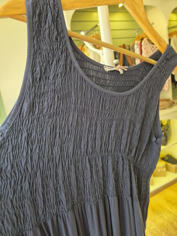 Navy Tiered Midi Dress