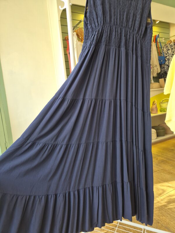 Navy Tiered Midi Dress