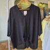 Black Tie Front V-Neck Top