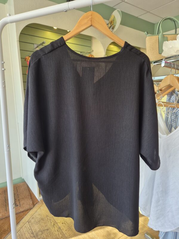 Black Tie Front V-Neck Top