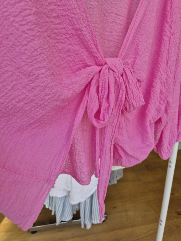 Pink Tie Front Cropped Cardigan