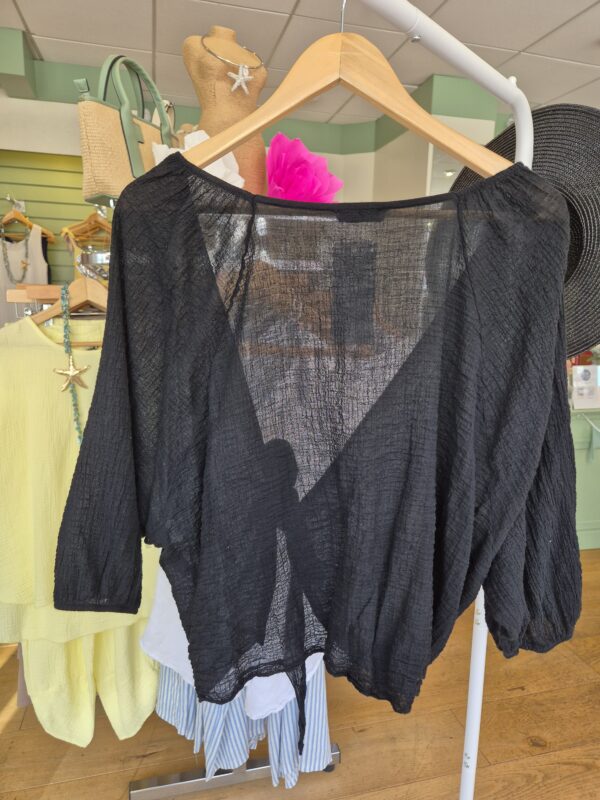 Black Tie Front Cropped Cardigan