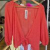 Coral Tie Front Cropped Cardigan