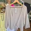 Beige Tie Front Cropped Cardigan