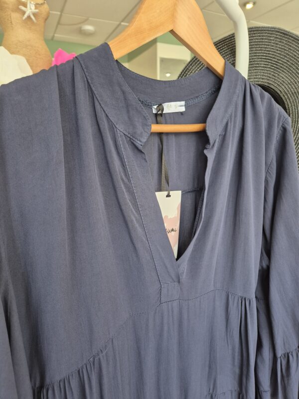Navy Tiered Flared Sleeve Dress