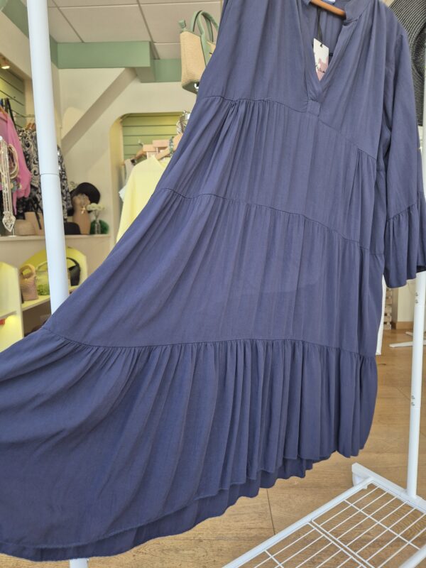 Navy Tiered Flared Sleeve Dress