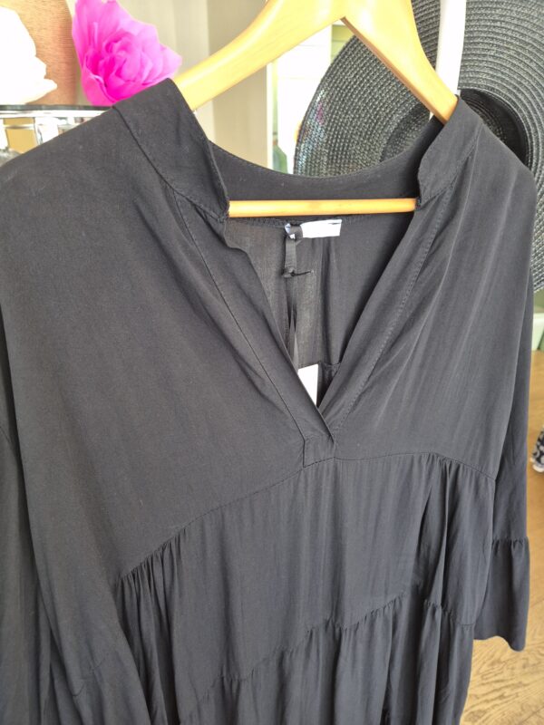 Black Tiered Flared Sleeve Dress