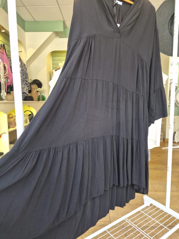 Black Tiered Flared Sleeve Dress