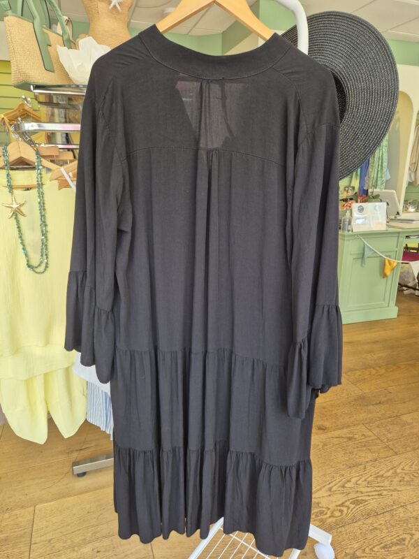 Black Tiered Flared Sleeve Dress