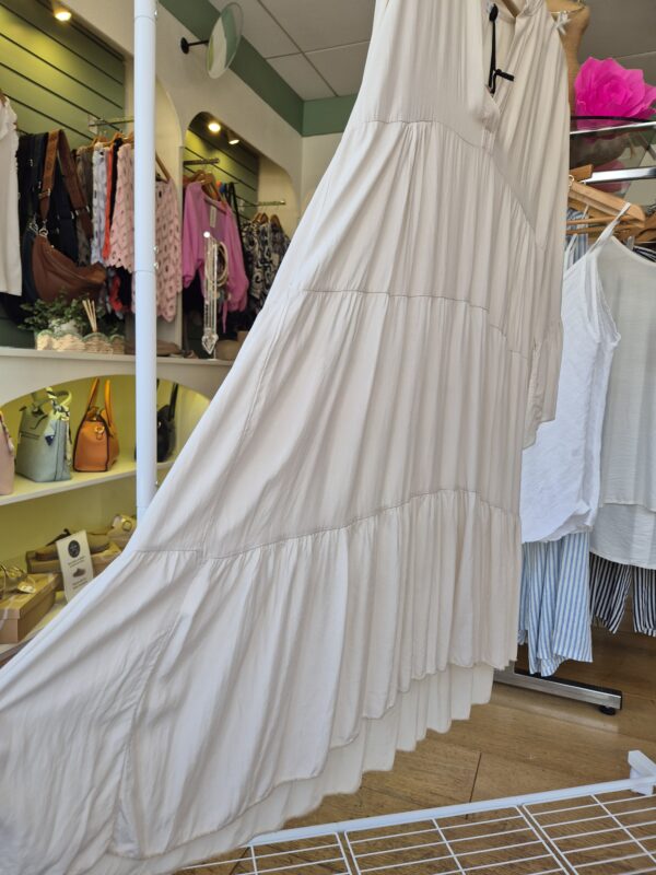 Cream Tiered Flared Sleeve Dress