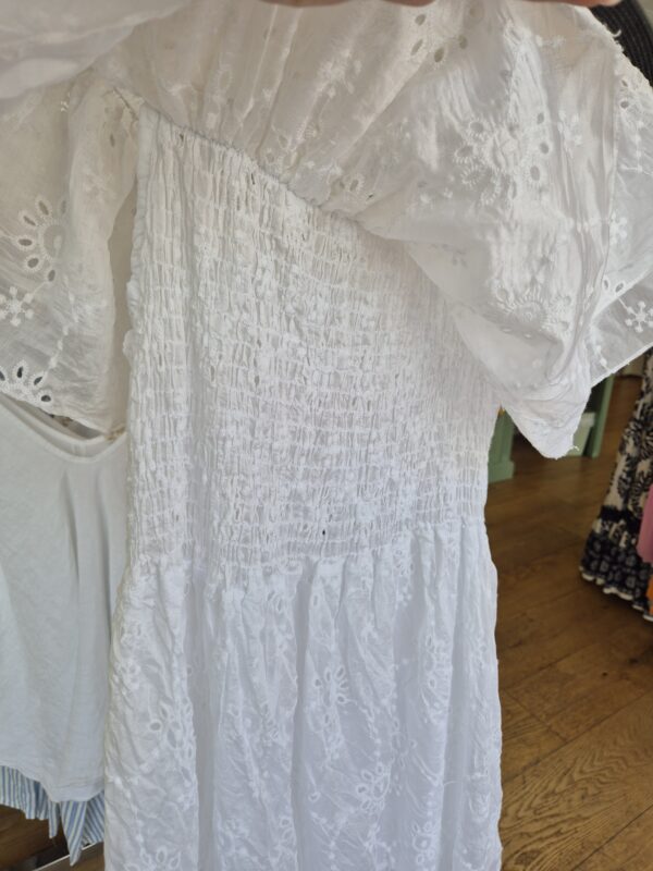 White Broderie Bardot Dress