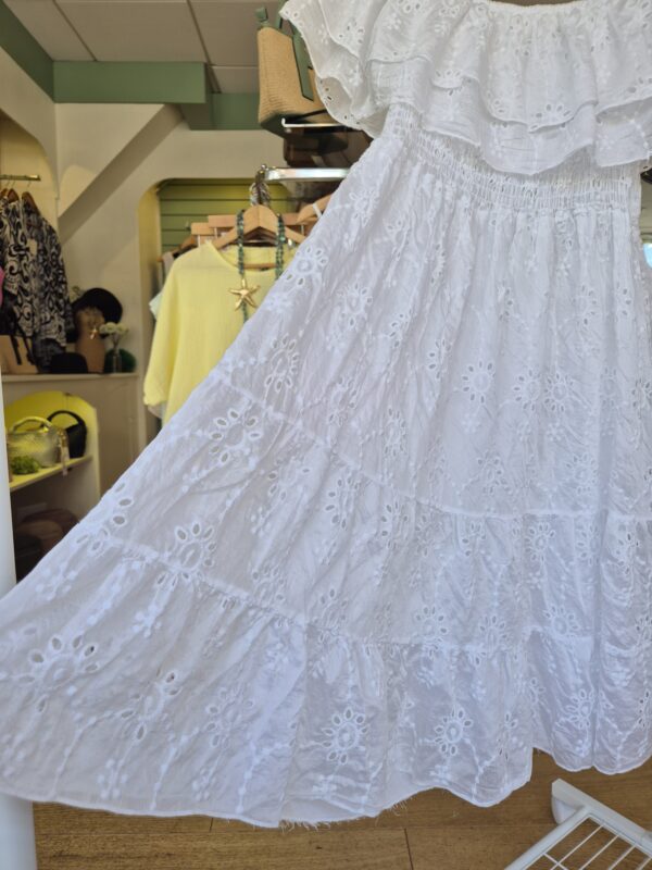 White Broderie Bardot Dress
