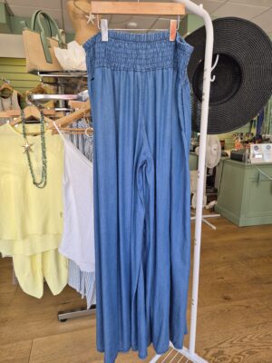 Soft Feel Denim Look Palazzo Trousers