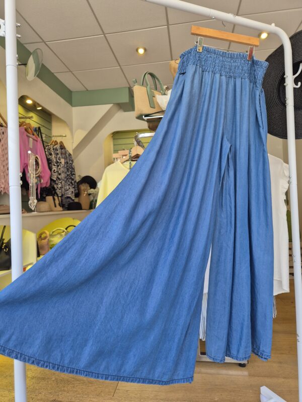 Soft Feel Denim Look Palazzo Trousers