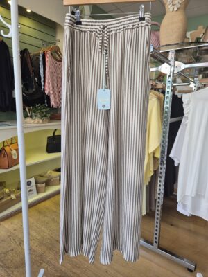 Mocha Striped Wide-Leg Trousers