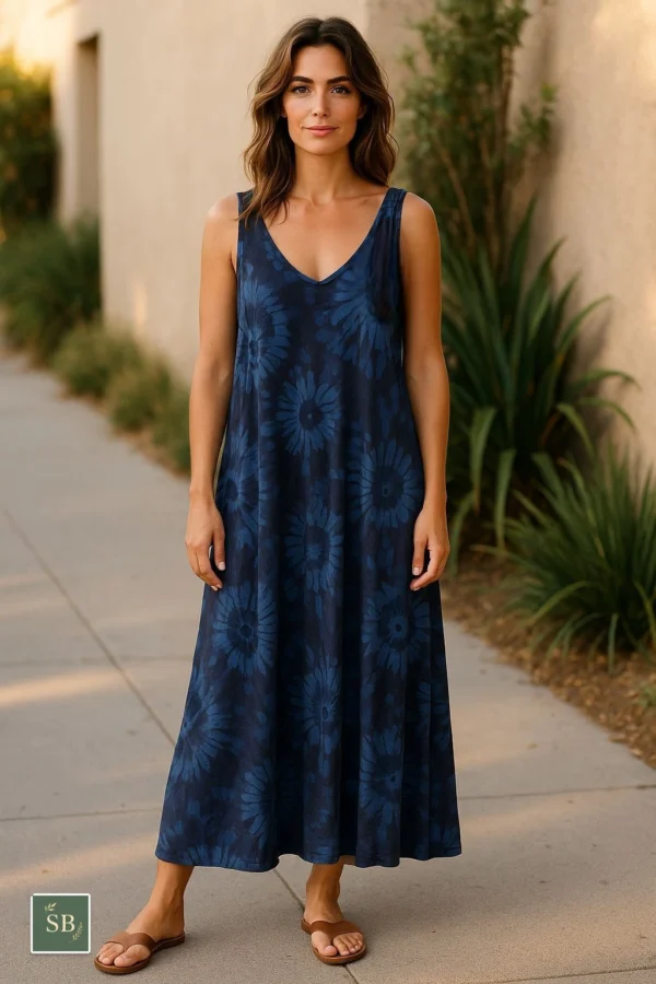 Navy Tie Dye Midi Dress