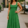 Green Tiered Midi Dress