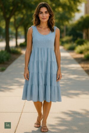 Sky Blue Tiered Summer Dress