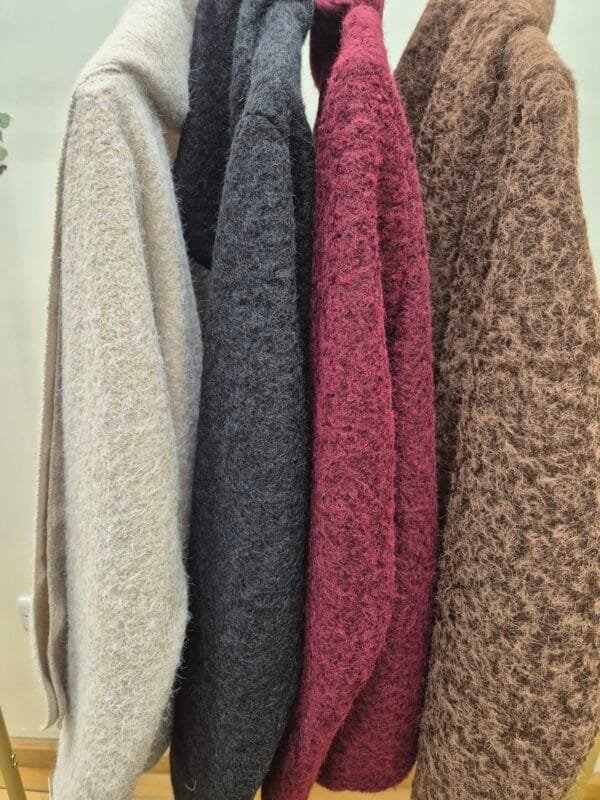 Textured wool-blend jacket with matching scarf