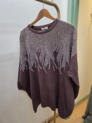 2025/11/1000360409-scaled.jpg Brown round neck sparkle detail oversized jumper