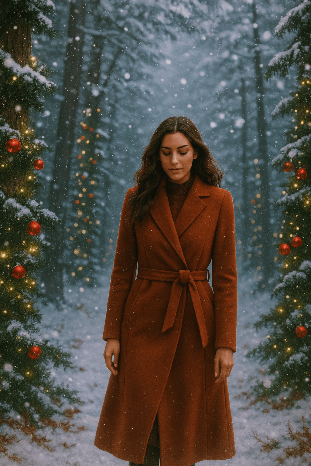 Four women wearing V-neck, three-quarter sleeve, midi striped dresses in red, beige, blue, and pink.