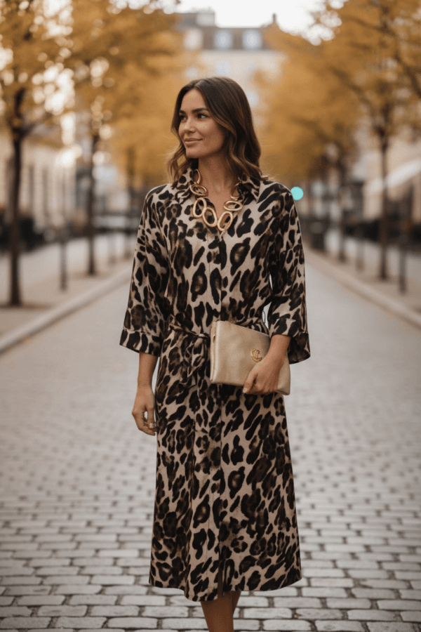 Leopard Print Midi Dress