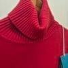 Red Roll Neck Knit With Button Cuff Detail