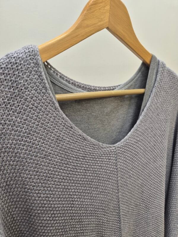 Tulle Dress & Texture Batwing Jumper Set In Grey