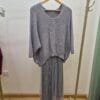 Tulle Dress & Texture Batwing Jumper Set In Grey