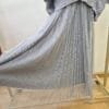 Tulle Dress & Texture Batwing Jumper Set In Grey