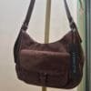 Brown Faux Suede Shoulder Bag