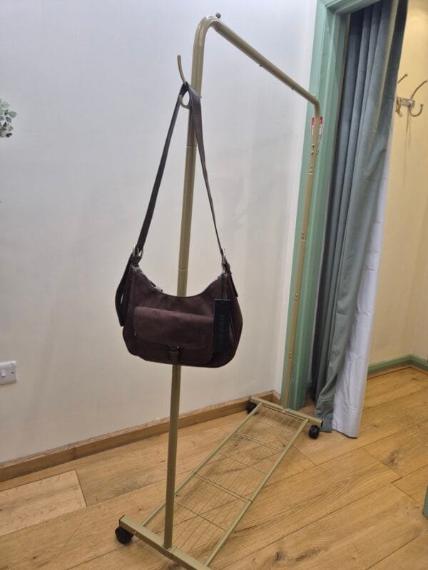 Brown Faux Suede Shoulder Bag