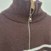 Women’s Brown and White Striped Quarter-Zip Jumper