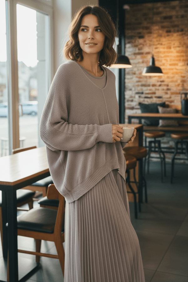 2026/01/1000388738.png Tulle Dress & Texture Batwing Jumper Set In Mocha