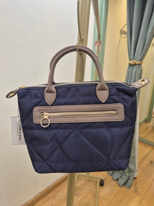 Navy Quilted Bag With Detachable Strap