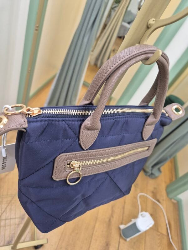 Navy Quilted Bag With Detachable Strap