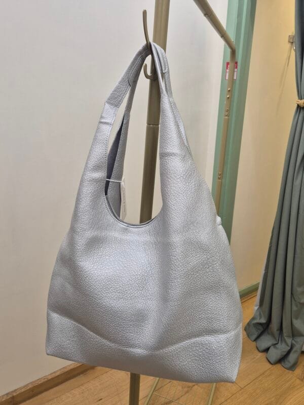 Silver Slouchy Bag With Pouch