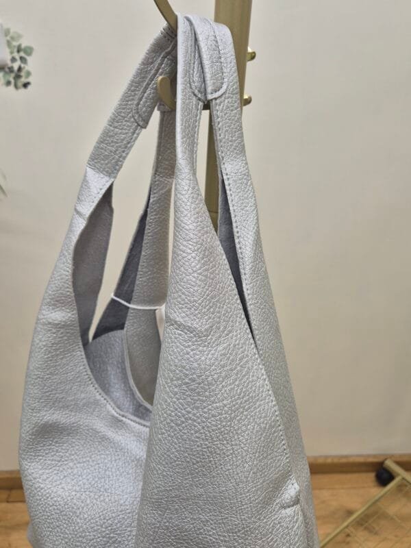 Silver Slouchy Bag With Pouch