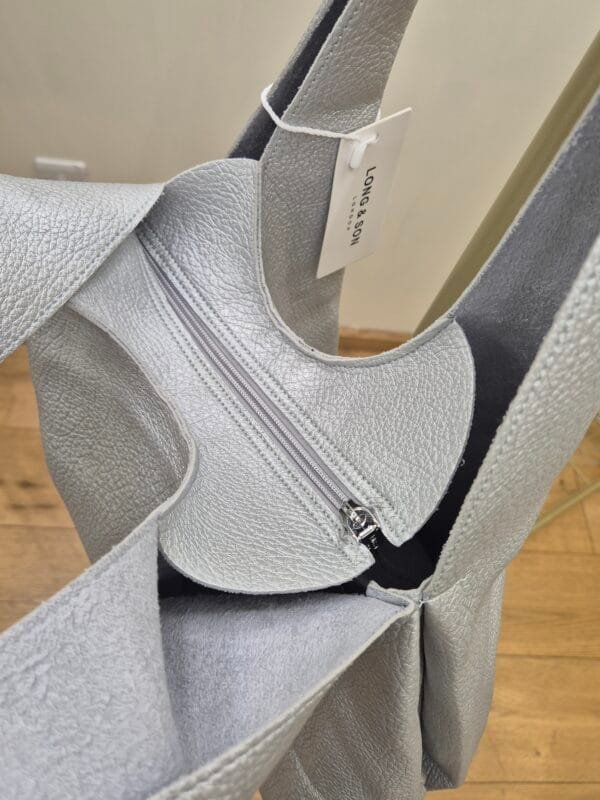 Silver Slouchy Bag With Pouch