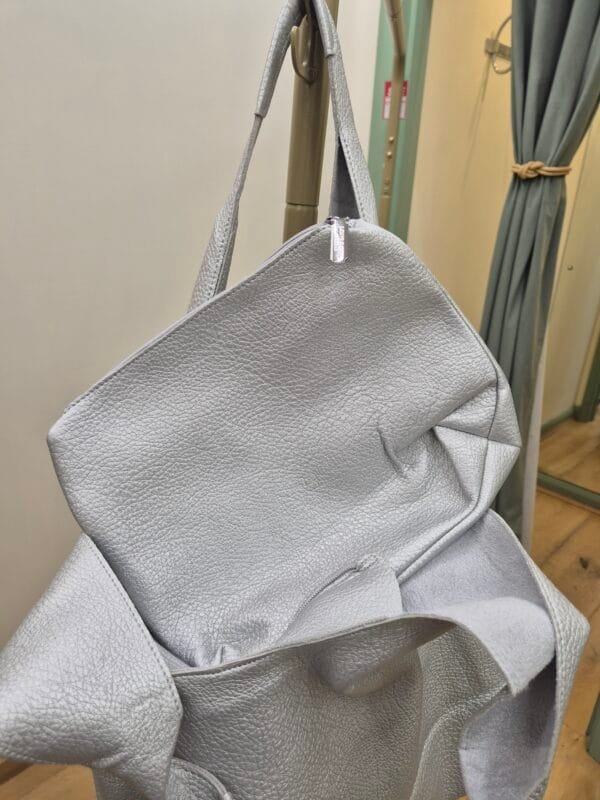 Silver Slouchy Bag With Pouch