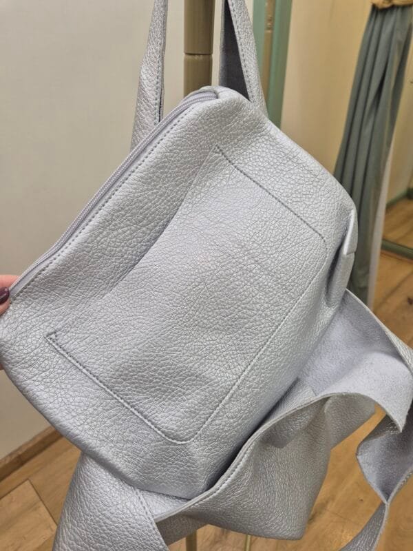 Silver Slouchy Bag With Pouch