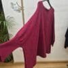 Batwing Sleeve Ribbed Cuff Jumper In Wine