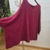 Batwing Sleeve Ribbed Cuff Jumper In Wine
