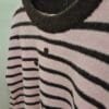 Women’s Light Pink and Brown Striped Knit Jumper with Hearts