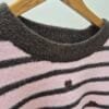 Women’s Light Pink and Brown Striped Knit Jumper with Hearts