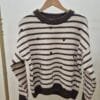Women’s Beige and Brown Striped Knit Jumper with Hearts