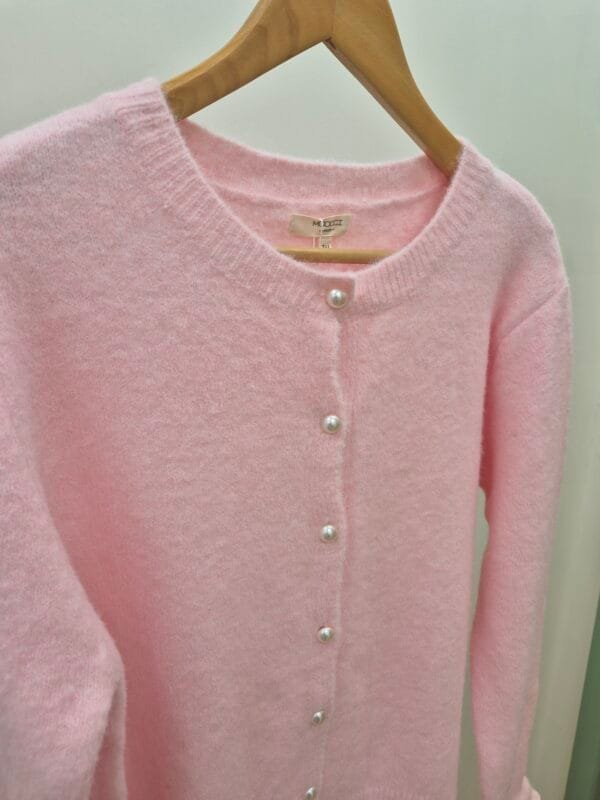 Women’s Soft Pink Cardigan With Ruffle Cuffs