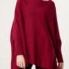 Batwing Sleeve Ribbed Cuff Jumper In Wine
