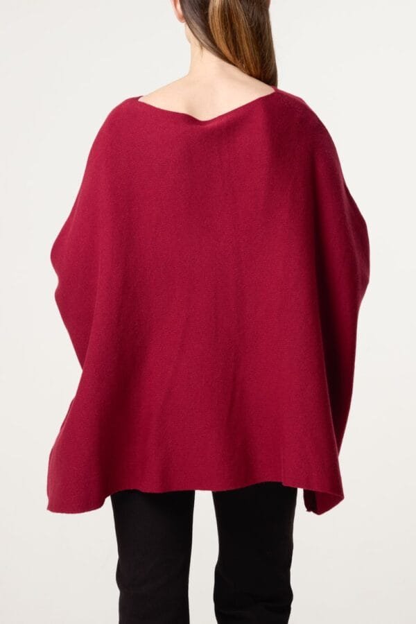 Batwing Sleeve Ribbed Cuff Jumper In Wine