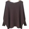 2026/01/1000390158.jpg Batwing Sleeve Ribbed Cuff Jumper in Brown